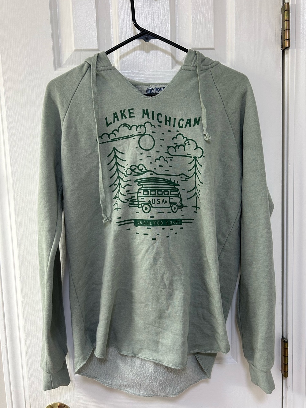 Lake Michigan Graphic Hooded Sweatshirt - Sage Green